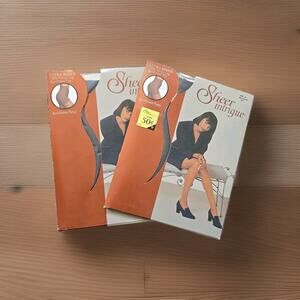 2X Vintage ULTRA Sheer Intrigue nylon pantyhose BLACK Size A NIP